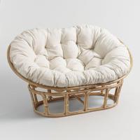 Fauteuil double Papasan pour salons et jardins, en rotin, 2 places, fauteuils pivotants en forme d'œuf