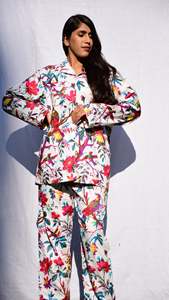 Pijama de algodón para mujer, vestido de noche de verano para la playa, camisón de algodón suave estampado con botones, conjunto de camisa de pijama larga estampada. - Product Image 4