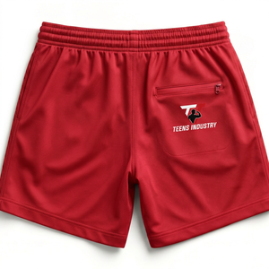 Shorts de sport décontractés rouges pour hommes, écologiques, à séchage rapide, avec cordon de serrage et taille élastique, idéaux pour l'entraînement, avec logo imprimé sur le devant. - Product Image 6