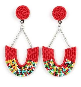 Pendientes colgantes elegantes con bordado a mano y cuentas de semillas, cadena colgante para fiestas, bodas, regalos, accesorios para las orejas. - Product Image 1