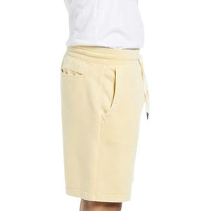 Shorts Bermuda Homme en Coton Blanc Mi-long avec Cordon de Serrage, Poches, Couleur Unie, Taille Mi-haute, Respirant, Style Tricoté - Product Image 2
