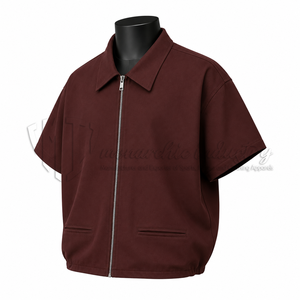 Chemise bomber décontractée à manches courtes pour homme, légère, en twill, printemps, 100% coton biologique, écologique, sur mesure, OEM, ODM, vente en gros - Product Image 4