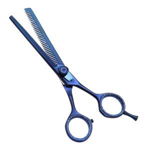 Ensemble de ciseaux de coiffure professionnels avec peigne, en acier inoxydable bleu, manche long, pour droitiers, pour usage en salon - Product Image 2