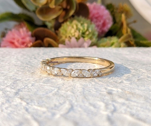Lab Grown Diamond 0.50 CTW Marquise Cluster <b>Wedding</b> Band Solid 14K Yellow Gold Bridal Eternity Ring Third Party Certified - Product Image 4