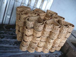 Handmade Eco-Friendly Waterproof Modern Multifunction Geometric Water Hyacinth Storage <b>Basket</b> Natural Woven <b>Rectangular</b> Tray - Product Image 4