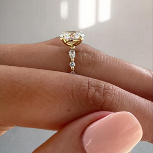 แหวนทรงรีดีไซน์ทันสมัยที่ได้แรงบันดาลใจจากธรรมชาติ 3.50 กะรัต ทอง 14k เครื่องประดับสำหรับงานหมั้น - Product Image 2