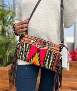 Nueva manta de sillín con flecos de cuero occidental mecanizada a mano, bolso de mano, bolso cosido a mano, bolsos de mano para mujer - Product Image 2