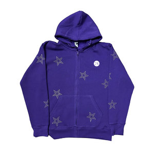 Sweat-shirts à strass tendance, tissu de haute qualité, fermeture éclair sur mesure, mélange de coton basique pour hommes et usage quotidien - Product Image 1