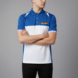 Camisetas polo personalizadas de punto para hombre, con bloques de color, corte ajustado, transpirables y de secado rápido, con logo impreso personalizado y cremallera. - Product Image 4