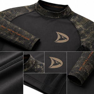 DRAVELLE INDUSTRY Men's Full Sleeve Rash Guard Black Camo <b>Print</b> Breathable 220g Polyester/Nylon Quick Dry <b>Surf</b> Shirt Adult - Product Image 4