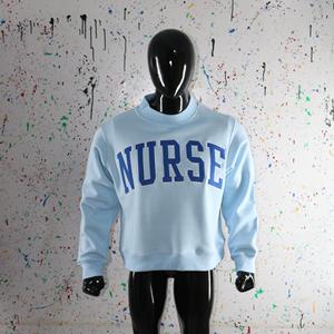 Sweat-shirt à col montant NURSE SKY BLUE 100% bleu avec broderie appliquée, col large, URBAN PRODUCTIONS - Product Image 1