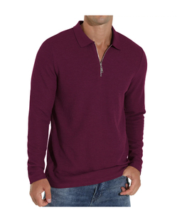 <b>Men's</b> Long Sleeve Striped Polo <b>Shirt</b> Cotton Knitted Button Collar Casual Style 2027 - Product Image 4
