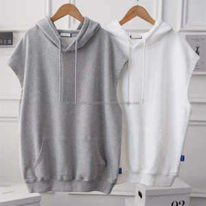 Camiseta sin mangas de gimnasio de secado rápido hecha de algodón para mujer, sudaderas sin mangas para culturismo, ropa informal con tinte gris, sudaderas con capucha sin mangas - Product Image 2