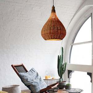 Lampe suspendue en rotin de bambou naturel, tissée à la main, pour salon, hôtel, décoration de resort, vente chaude - Product Image 3
