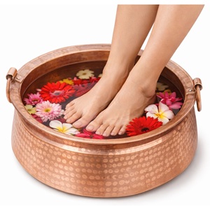 Antique Style Copper Pedicure Bowl With Smooth Edges Foot Soak <b>Basin</b> For Spa And Salon Use At Wholesale Price - Product Image 5