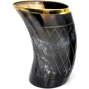 แก้วน้ำทำจากเขาควายขัดเงาแกะสลักด้วยมือ ทนทาน สไตล์ไวกิ้ง ของที่ระลึกพร้อมโลโก้สั่งทำได้ - Product Image 1