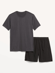 Ensemble de pyjama en coton pour homme, t-shirt à manches courtes avec poche et short à cordon de serrage, vêtements de nuit décontractés respirants pour l'été - Product Image 4