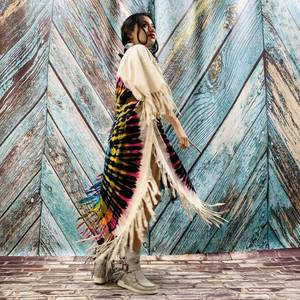 Handmade Tie Dye Viscose <b>Kaftan</b> Women's Three-Quarter Sleeve Ankle-Length Casual Dress Slit Contrast Color Plus Size - Product Image 2