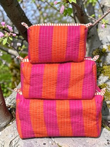 Vintage Cotton Quilted Cosmetic Bag Block Printed Zipper Toiletry Pouch Handmade <b>Makeup</b> Case for Travel Stylish Gifts Trendy Bag - Product Image 4