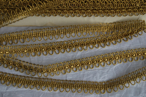 Bordure en brocart doré antique de qualité supérieure, 5 m, largeur 15 mm, garniture métallique lourde, style médiéval, dentelle décorative - Product Image 5