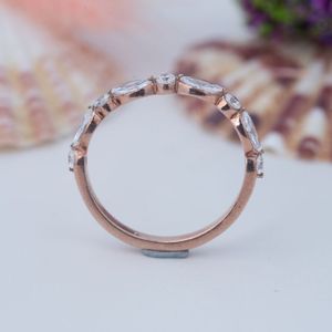 S925 Sterling Silver Rose Gold Marquise Cut Diamond Ring for Certified Simple Elegant Wedding Anniversary Jewelry - Product Image 5