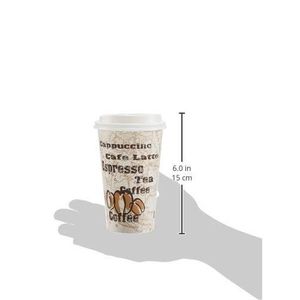 Confezione da 100 Bicchieri di Carta Usa e Getta CafeDesign da 16 oz per Caffè Caldo da Asporto con Coperchi - Product Image 2