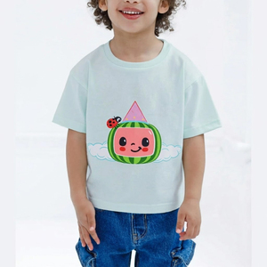 Camisetas para niños de algodón 100% de fábrica, estilo casual personalizado, multicolor, holgadas, de manga caída. - Product Image 5