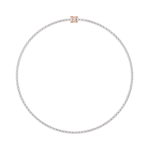 Collier tennis élégant à demi-cerclage avec diamants de laboratoire et naturels, en or 9KT 10KT 14KT 18KT et argent sterling, bijoux pour femme - Product Image 1