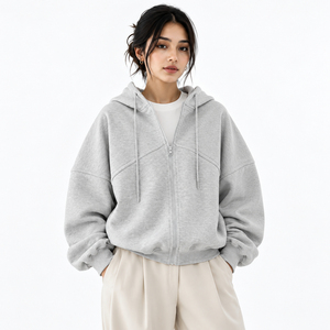 Women Zip Up <b>Hoodie</b> Featuring High Quality Cotton Blend Fabric Comfortable Fit Breathable Feel Durable <b>Stitching</b> Casual Design - Product Image 1