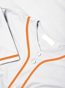 Camiseta de Béisbol Blanca con Ribete Naranja, Manga Corta, Cierre de Botones, Unisex, para Adultos, Transpirable, Ropa Deportiva de Poliéster - Product Image 6