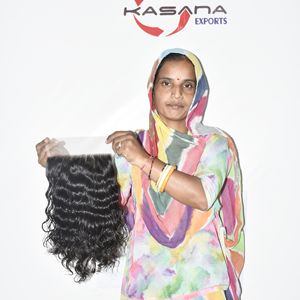 Indian 7*7 Closure Temple Bundles Natural Processing None Lace Front Wigs <b>Braiding</b> <b>Machine</b> Double Weft Deep Wave Human <b>Hair</b> - Product Image 1
