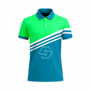 Polo pour homme OEM à manches courtes, respirant, en polyester, design rayé, logo imprimé par transfert thermique sur le devant - Product Image 3