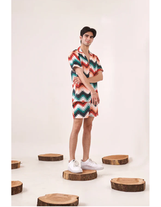 Shorts de Diseño Zig Zag de Primera Calidad, Estampados, Casuales, para Uso Diario, Tela Suave y Transpirable, Shorts de Moda para Vacaciones de Verano en la Playa - Product Image 3