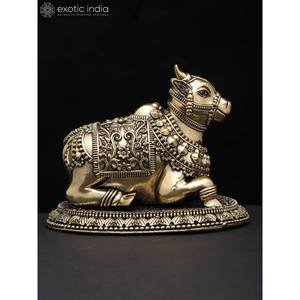Petite statue en laiton de Nandi-Vahana du seigneur Shiva Sculpture superfine - Product Image 2