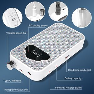 Machine à ongles professionnelle portable sans fil 45000 tr/min, kit de lime à ongles électrique scintillante avec embouts rechargeables - Product Image 3