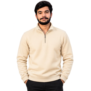 Proveedor de sudaderas con media cremallera de producción en pequeños lotes, sudadera con media cremallera de felpa francesa, sudadera personalizada para minoristas - Product Image 1