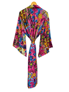 Handmade Plus Size Summer Silk Sari Patchwork <b>Kimono</b> <b>Robe</b> Indian Vintage Recycled Fabric Night Wear <b>Long</b> Loose Fit - Product Image 6