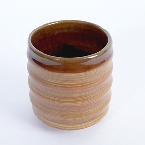 Taza de Té de Cerámica Agung Keramik, Color Marrón Natural, con Borde Esmaltado Ámbar y Patrón de Rayas, Apta para Lavavajillas y Microondas, Estilo Japonés - Product Image 4