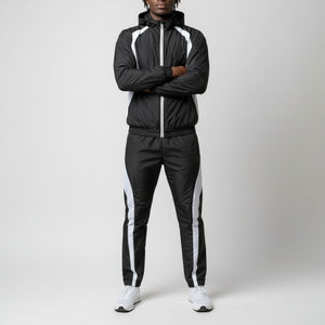 Survêtements de sport pour hommes avec logo personnalisé, 100% coton, imprimés, style streetwear, ensemble 2 pièces, patchwork, pour la course à pied et la salle de sport - Product Image 1