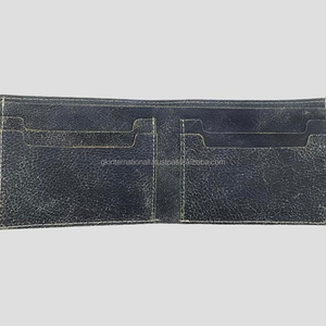 กระเป๋าสตางค์หนังวีแกนทำด้วยมือมีสไตล์สำหรับผู้ชายกระเป๋าสตางค์หนังแท้แบบพับสองพับสำหรับผู้ชายสีดำและสีครีม - Product Image 5