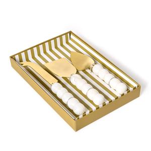 Juego de Cuchillos para Queso Modernos de Lujo con Mangos Blancos y Hojas de Acero Inoxidable Dorado, 3 Piezas, Utensilios Gourmet para Queso para Comidas Elegantes - Product Image 3
