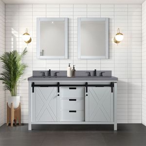 Mueble de Baño Doble Blanco con Encimera de Cuarzo Gris de 60 Pulgadas Ancho x 22 pulgadas Muebles de Baño D - Product Image 2