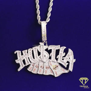 Único Hustla dólar colgante collar VVS laboratorio diamante 925 plata esterlina Bling Streetwear joyería para hombres - Product Image 4