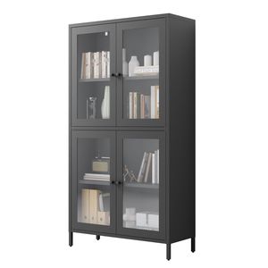 Librero Metálico Clásico con 4 Puertas de Vidrio y 4 Estantes, Vitrina para el Hogar, Oficina o Sala de Estar - Product Image 6