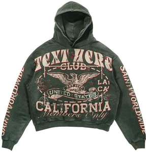 Conjunto de Sudadera y Pantalones Deportivos Personalizados de Doble Cintura con Pedrería, Sudadera con Capucha y Pantalones Anchos, Estilo Holgado para Hombre - Product Image 2