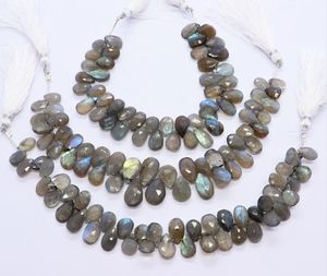 AAA Natural Labradorite Faceted Pear Shape Beads 8x12 MM Labradorite Gemstone Beads 7 Inch Blue Flashy Labradorite Beads Strand - Product Image 5