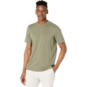 T-shirt ajusté pour homme en coton mélangé vert olive, col rond, vêtements de sport, coupe slim, étiquette privée personnalisée - Product Image 4