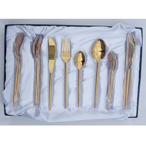 High Quality Stainless Steel 24 Pcs Cutlery Set Tableware <b>Flatware</b> Set Dinnerware Gold Cutlery Wedding Events Parties Spoon Fork - Product Image 2