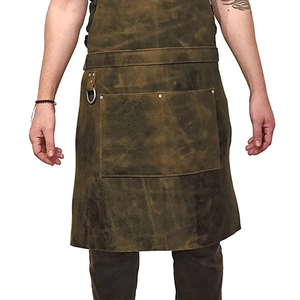 New Custom Vintage Work Wear High Quality Breathable Comfortable Unisex Leather <b>Apron</b> for Restaurant & Bar Use - Product Image 4