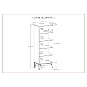 Librería Harper de 5 Estantes con Construcción Duradera y Diseño Elegante para Oficina en Casa o Biblioteca - Product Image 6